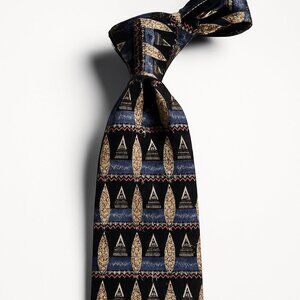 Sazzari Silk Tie Made in Italy Geometric Print Retro Maximalist Statement Piece